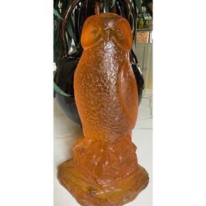 Vintage  Glass Orange Owl Glows 8” Mid Century modern glows with black light